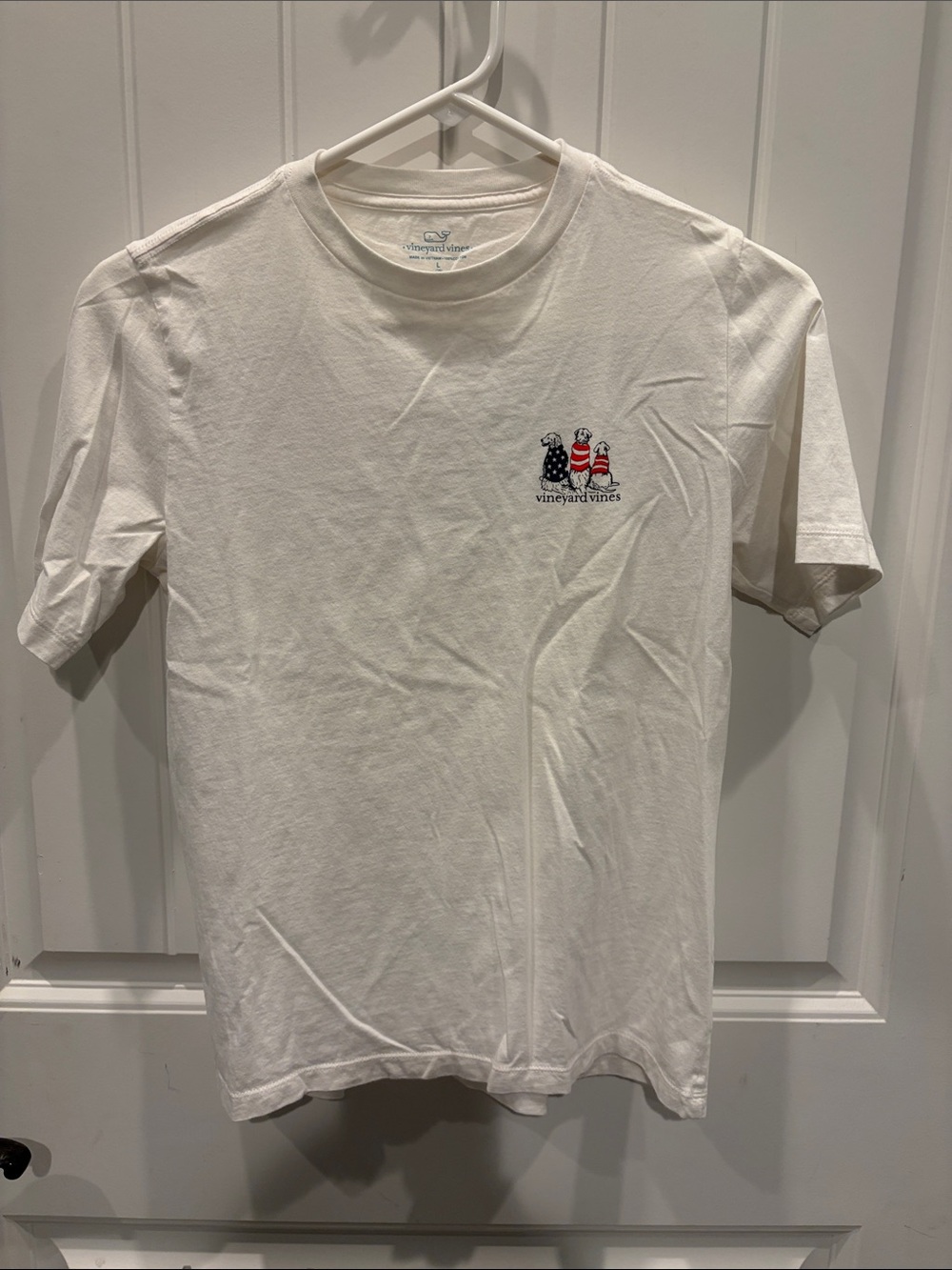 Vineyard Vines White Short-Sleeve Tee with Red & Blue Logo